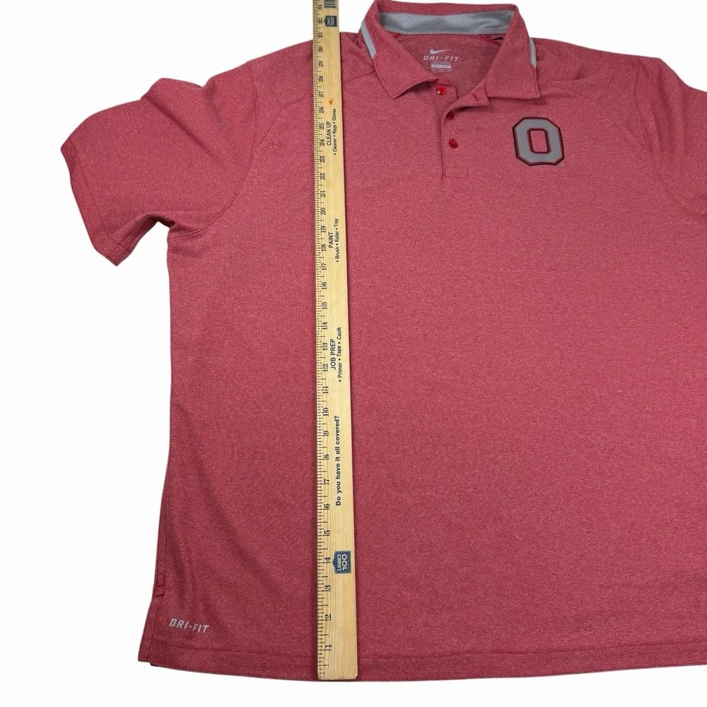 Nike Ohio State Buckeyes Polo Shirt Mens 2XL Red Golf Dri Fit University OSU